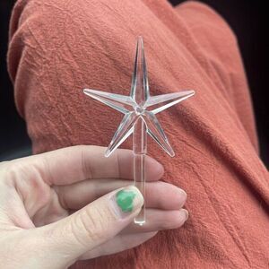 Vtg Star Clear Medium‎ 5 Point Topper Ceramic Christmas Tree 2.75" Tall x 1-5/8"